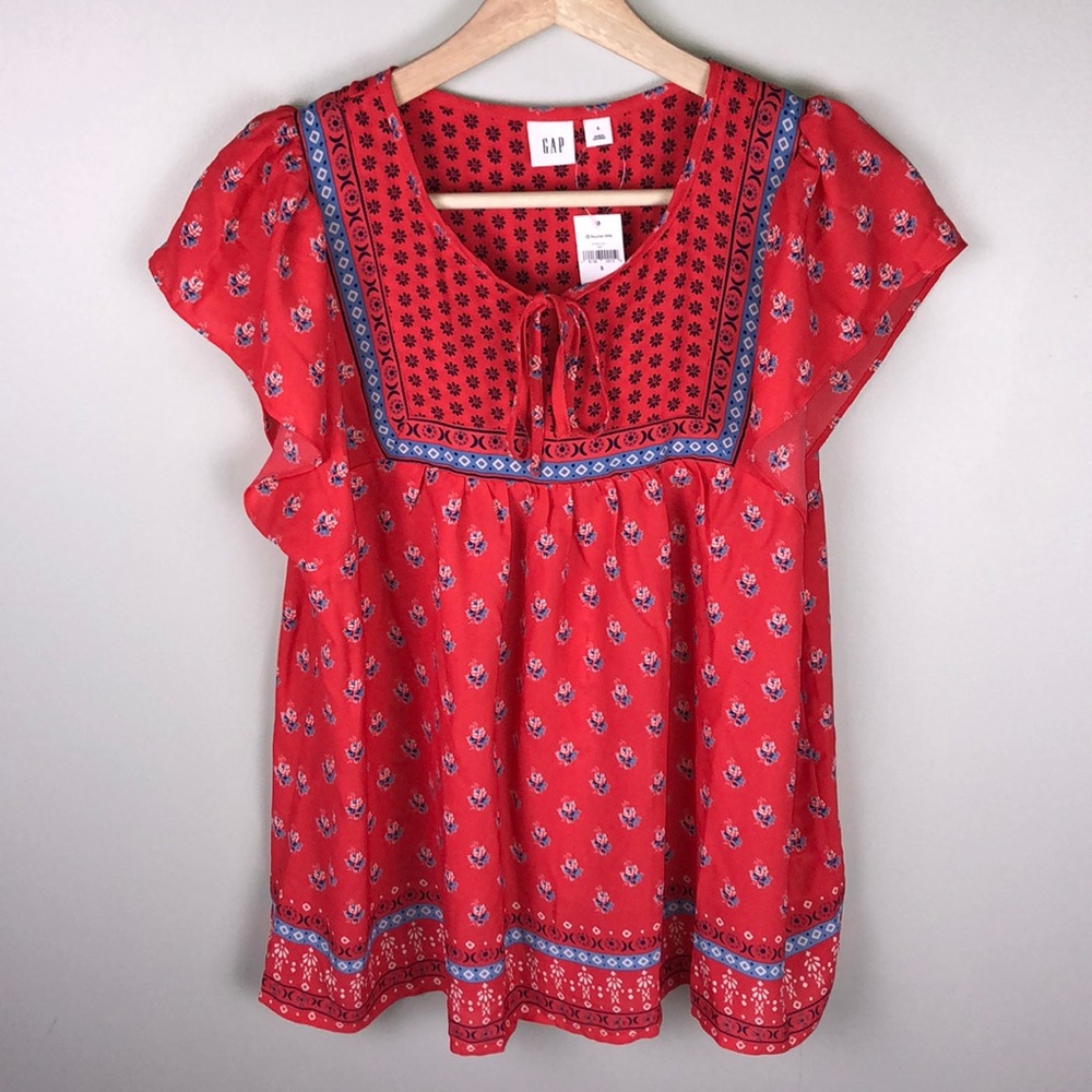 NWT Gap Floral Short Sleeve Pattern Blouse